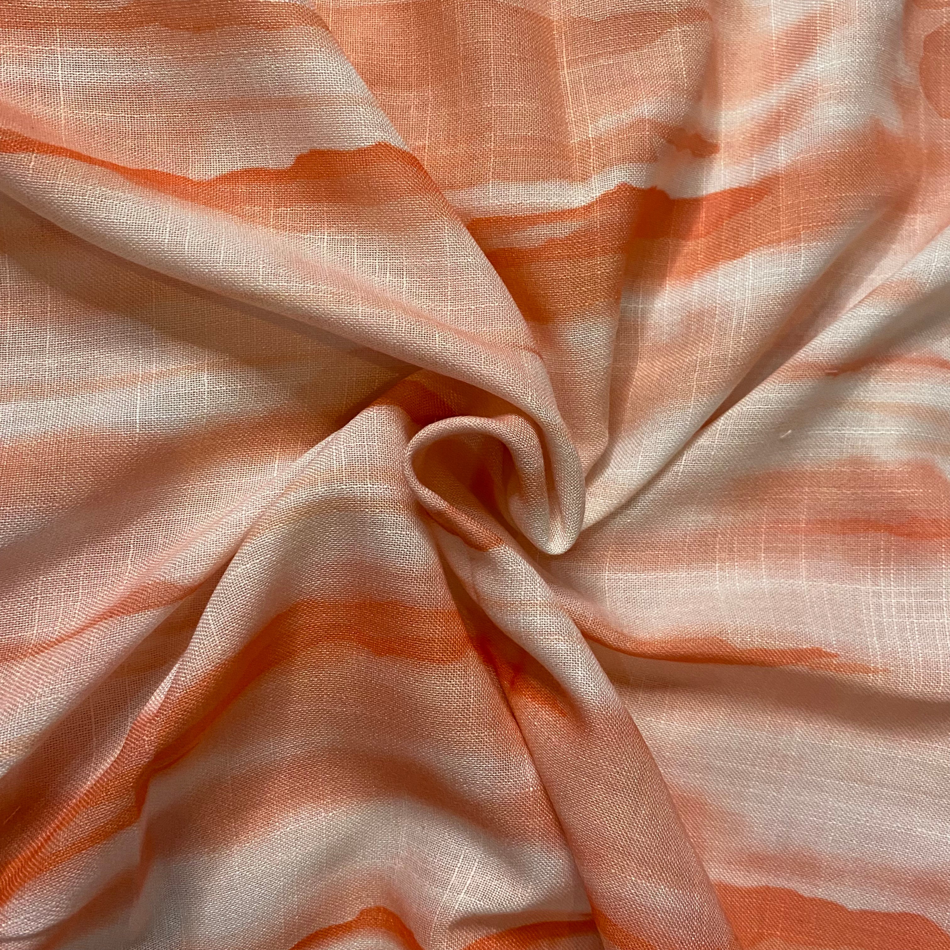 Best seller : Tie & Dye striped pattern on Cotton-Linen fabric per meter