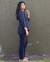 Linen co-ord in Navy blue for lounging