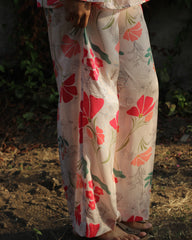 Floral Pink contrast pure muslin pants