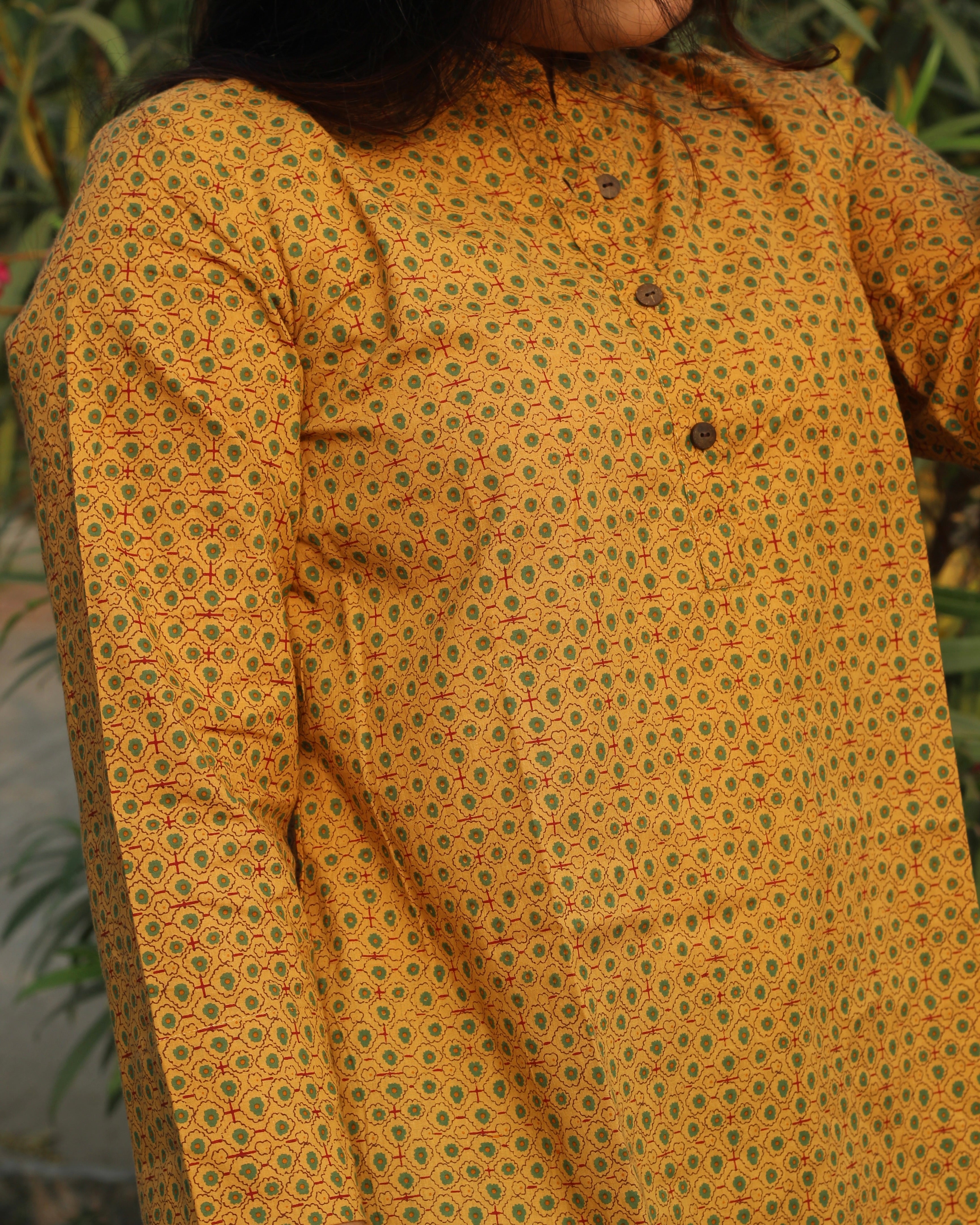 Mustard Cotton Short Kurta 