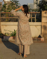 Back side of Kurta pant set in printed pure cotton 