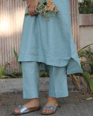 Sky blue pure linen pants