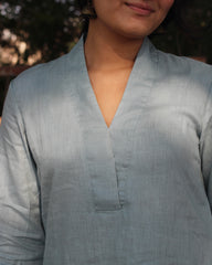 V neck linen kurta 