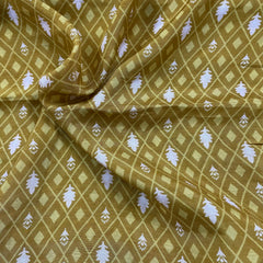 Small print pure muslin khakhi green fabric per meter