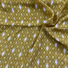 Small print pure muslin khakhi green fabric per meter