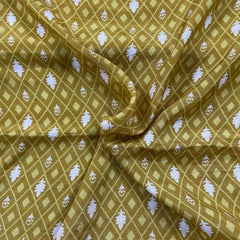 Small print pure muslin khakhi green fabric per meter