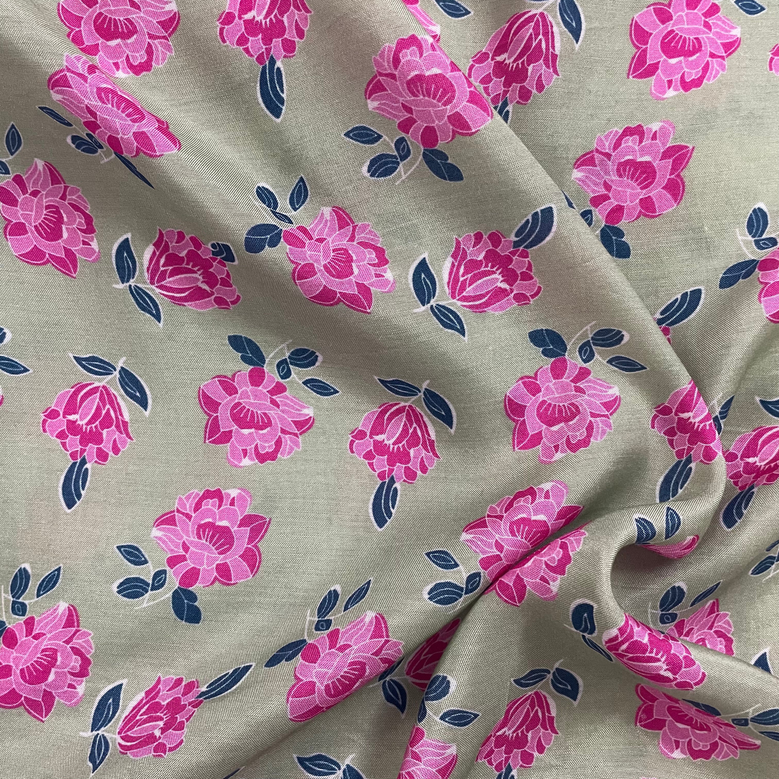 Pretty pink geometrical print on Pure muslin fabric per meter -  indiefabstore