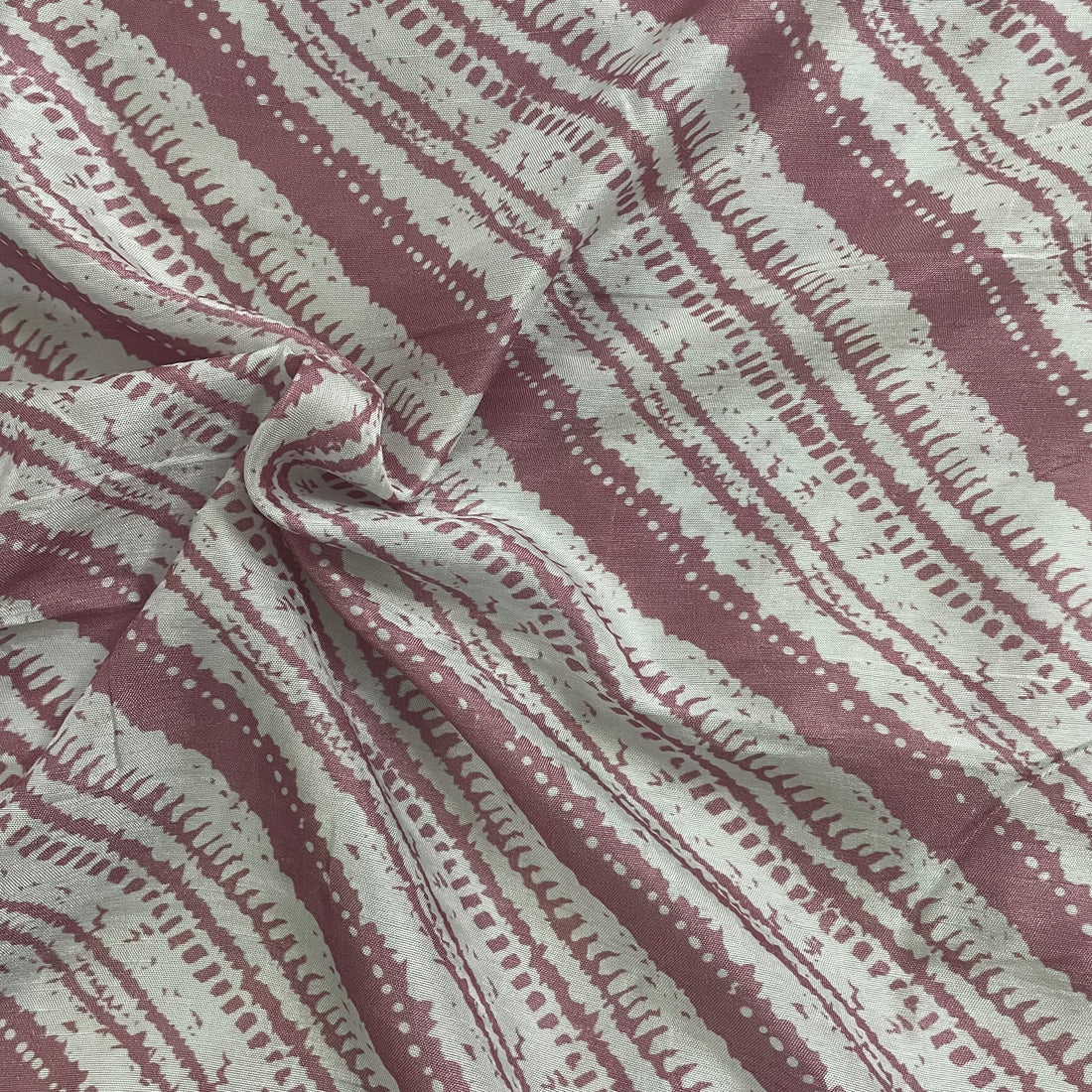 Pink contrast leheriya print on pure dola silk