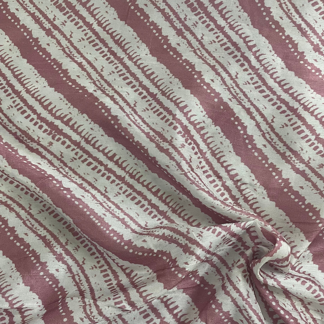 Pink contrast leheriya print on pure dola silk