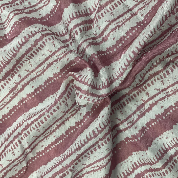 Pink contrast leheriya print on pure dola silk