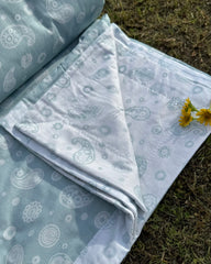 SET-OF-2-Reversible Single Dohars | Gifting Set - Sky Blue & White Paisley Prints