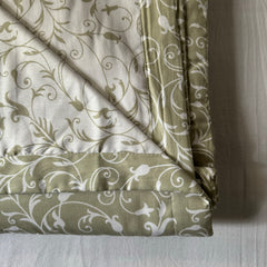 Set of 2 Reversible Dohars - Light Green and White with Branch Print (100% Cotton)