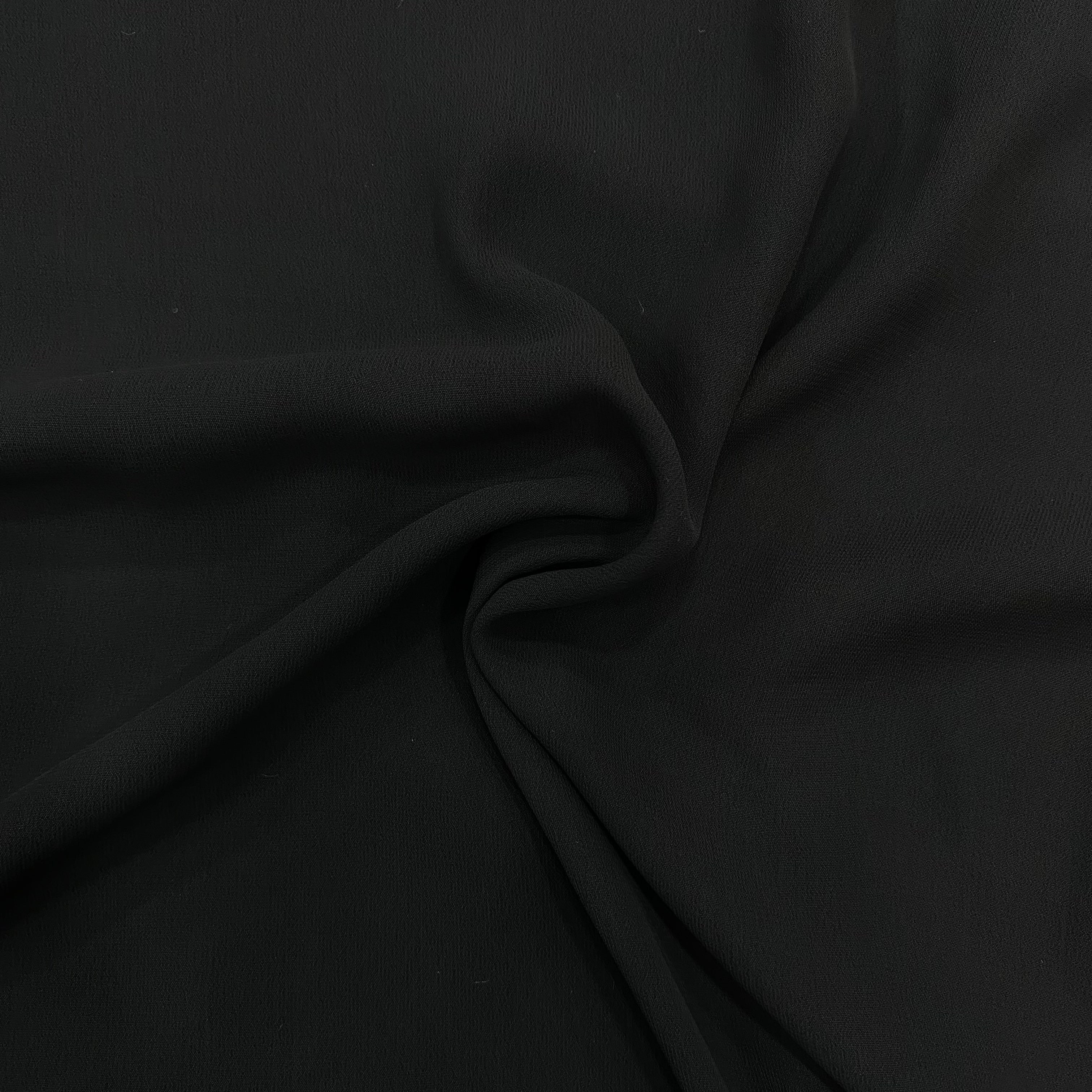 Jet Black Premium Georgette Fabric Close-up