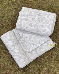 Set of 2 Reversible Dohars - Grey Filled Floral Print on White Base and White Filled Floral Print on Grey Base, each measuring 1.5 x 2.3 meters