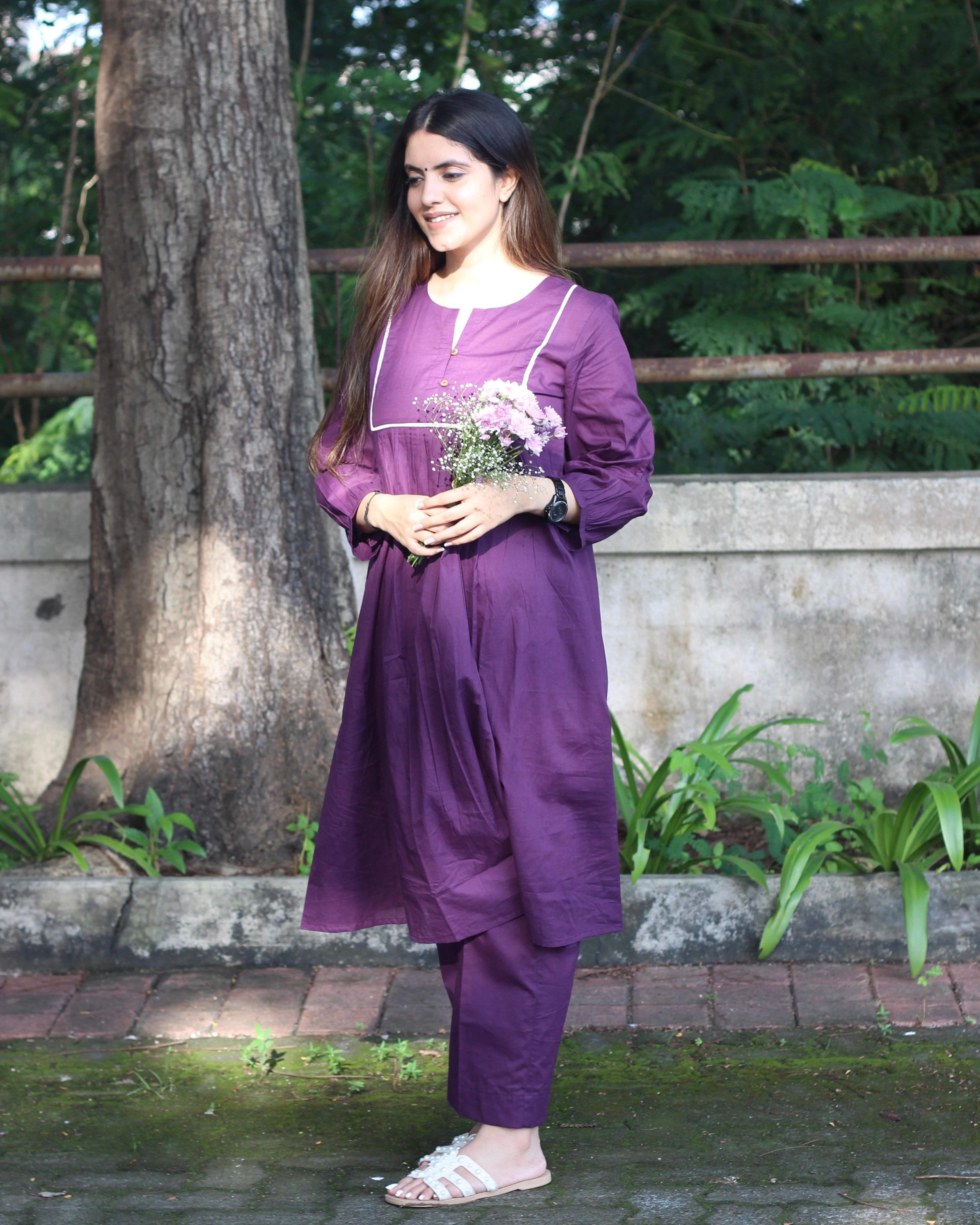 Premium Cotton Dark Purple Kurta
