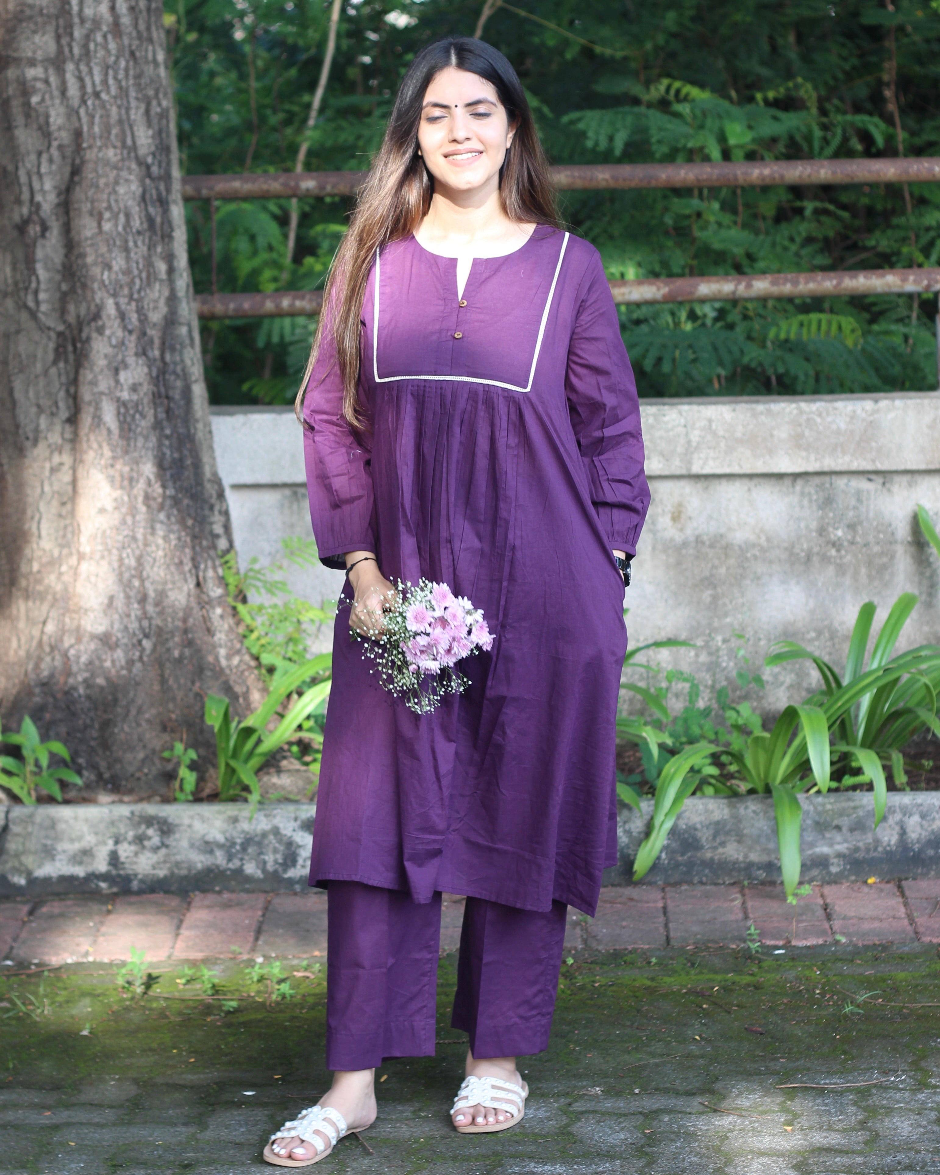 Premium Cotton Dark Purple Kurta