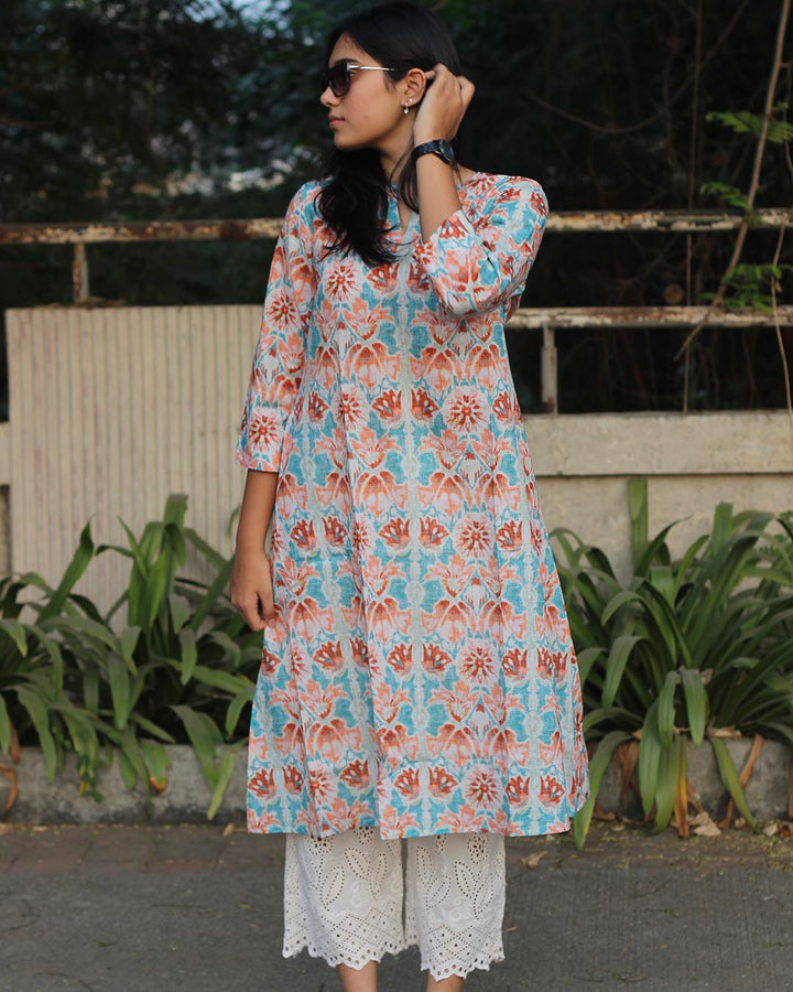 Premium cotton Abstract Light Printed Long Kurta