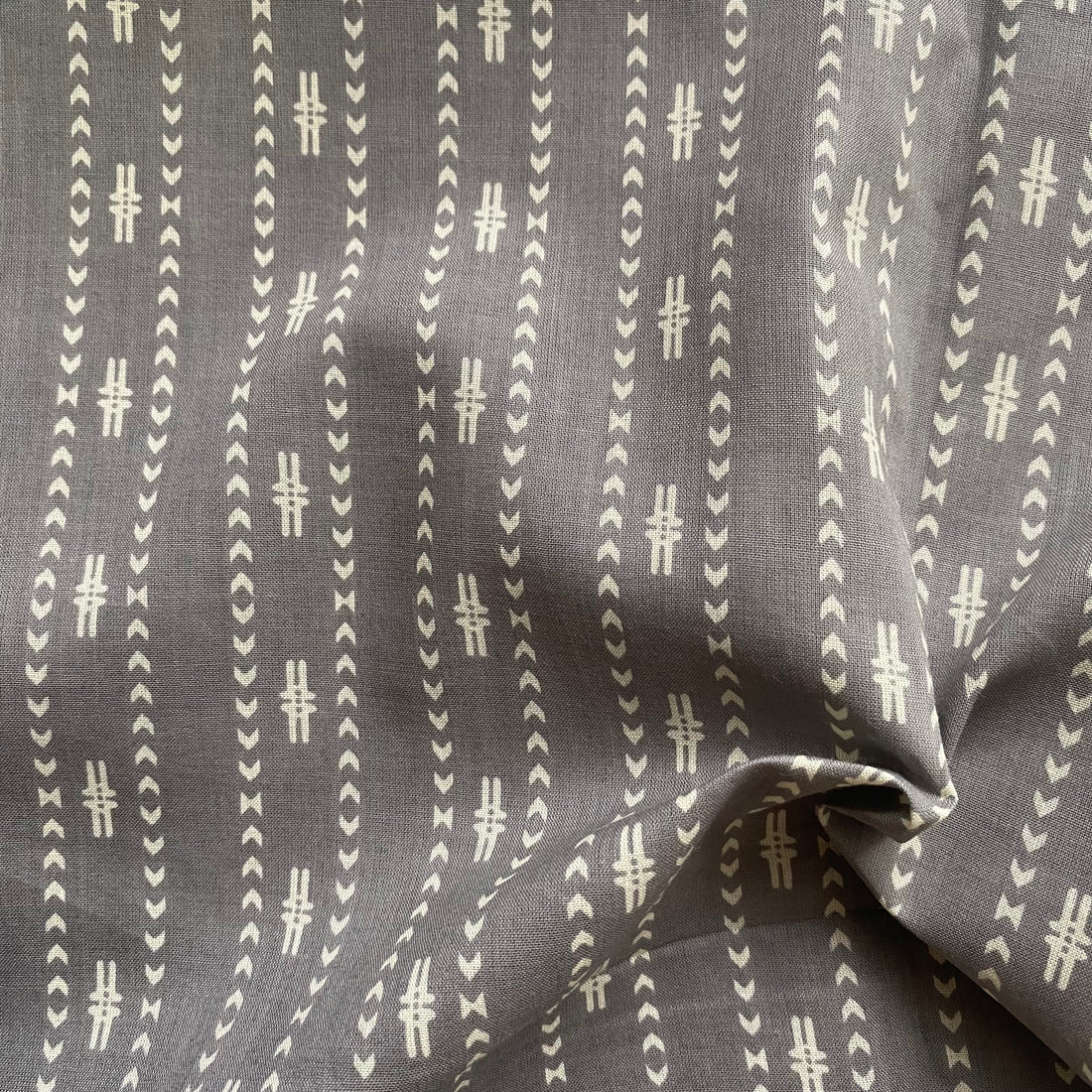 Grey subtle abstract print pure cotton fabric per meter price