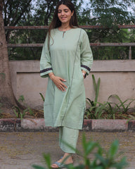 Subtle Moss Premium Cotton Kurta Pant Set