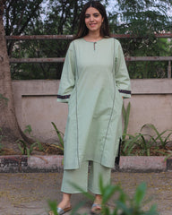 Subtle Moss Premium Cotton Kurta Pant Set