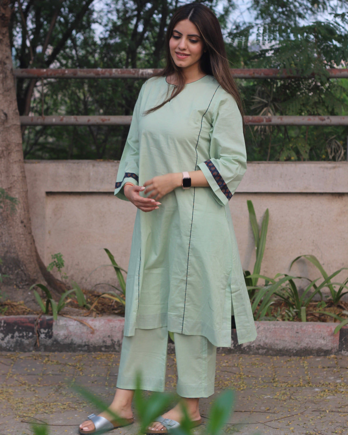 Subtle Moss Premium Cotton Kurta Pant Set