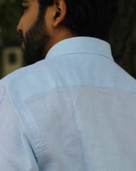 Sky blue Pure Linen half Sleeves Shirt for Men