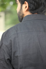 Black Pure Linen full Sleeves Shirt for Men