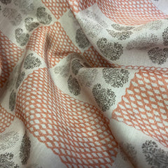 Linen Satin Mix-Match Set in Dusty Pink Abstract print, per meter price