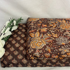 Contrasting Mix match set in brown shade on dola silk, per meter price