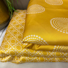 Sunny yellow linen satin mix - match set with stripes bottom, per meter price