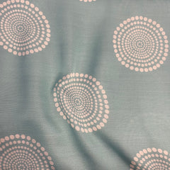 Geometric top with contrasting bottom on Linen Satin - Blue, per meter price