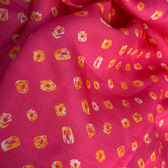 Rich Bandhani print on Linen satin fabric per meter