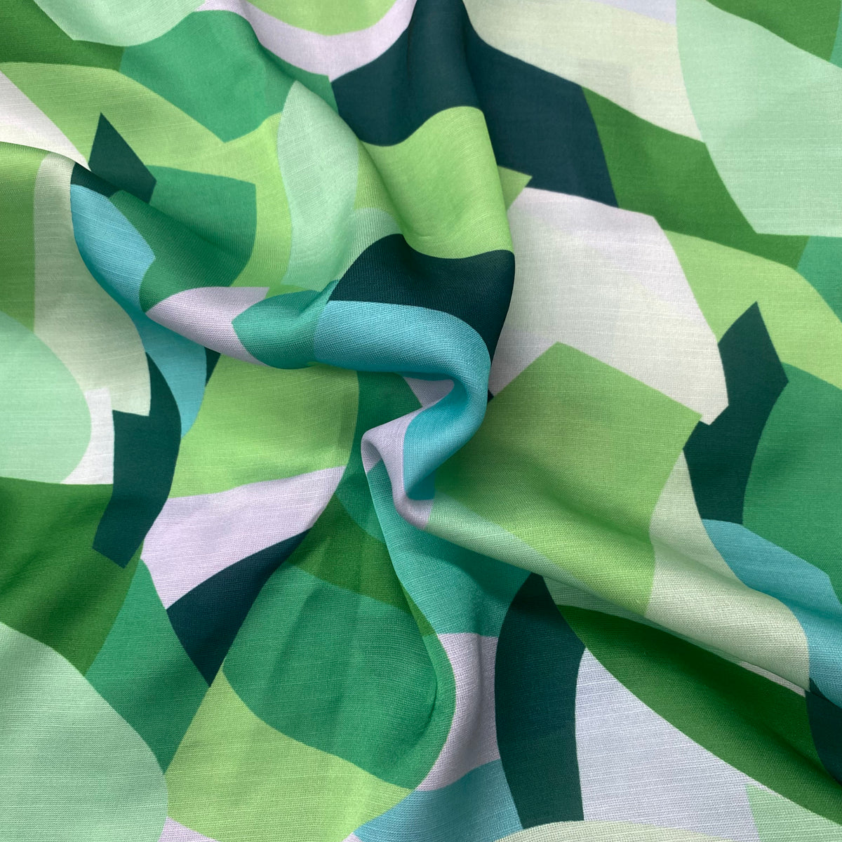 1 Meter - Linen Satin fabric with abstract print with neon colors