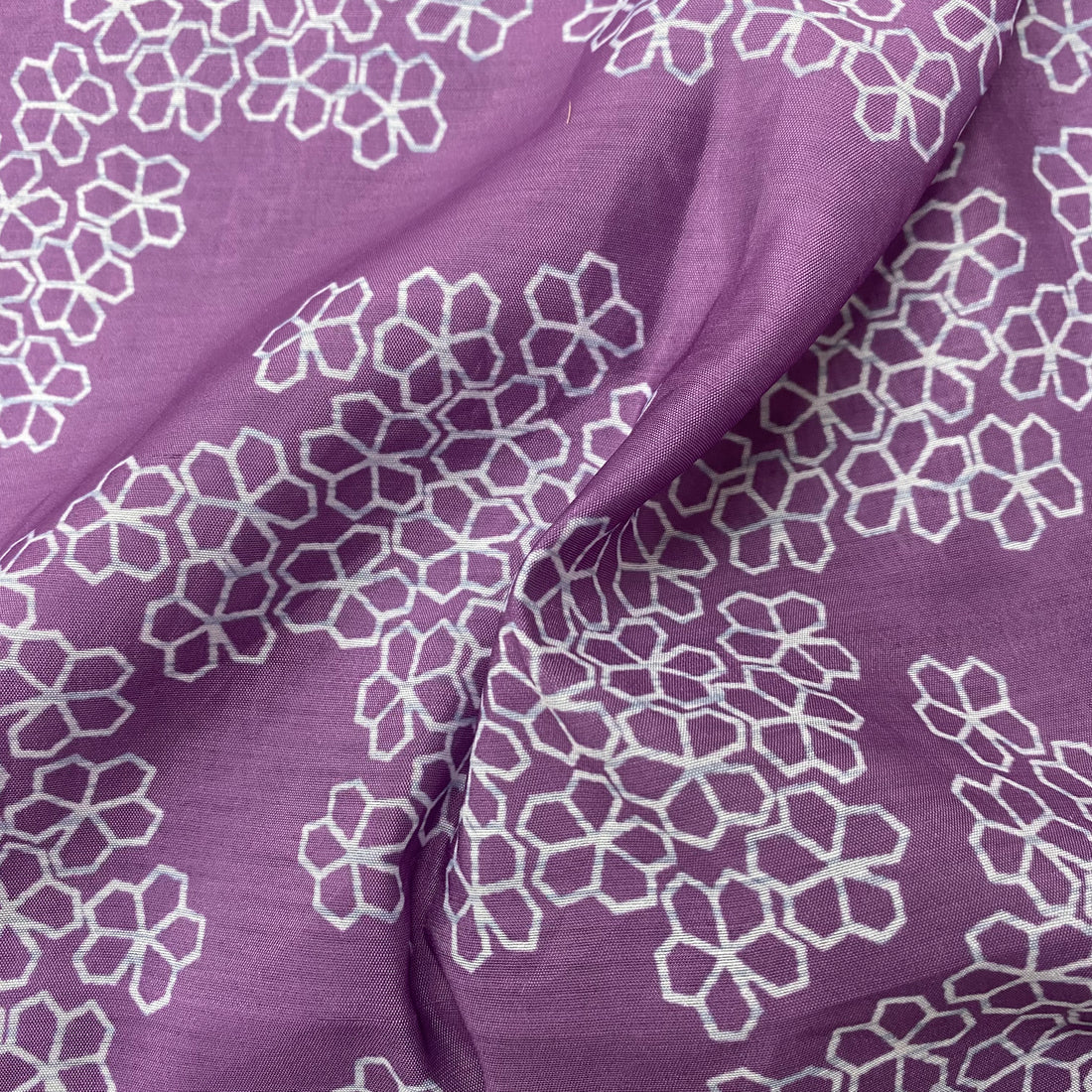 1 meter - Chanderi purple abstract print fabric