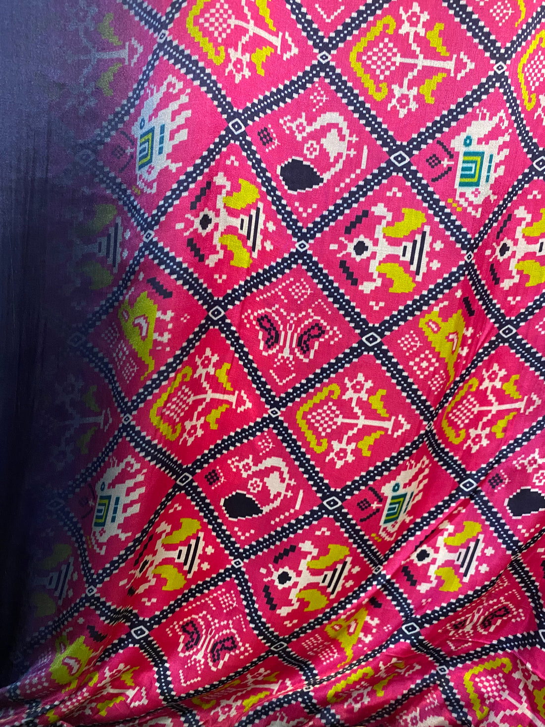 Patola print on pure Gajji silk with Zari border dupatta