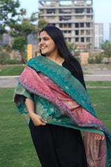 Bandhani ombre pattern silk jacquard dupatta- Shade 1 - indiefabstore