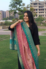 Bandhani ombre pattern silk jacquard dupatta- Shade 1 - indiefabstore