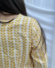 Cotton Linen yellow abstract short tunic - indiefabstore