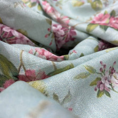 Elegant pastel floral print on comfortable cotton linen per meter - indiefabstore