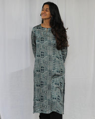 Ethnic Modal Satin Long kurta - indiefabstore