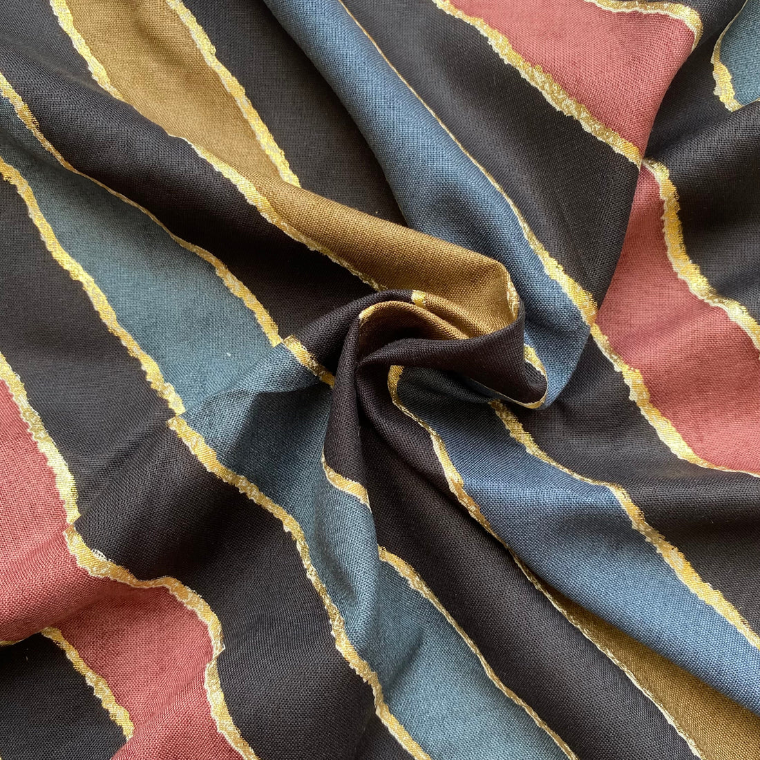 Leheriya print with foil on Rayon fabric per meter - indiefabstore
