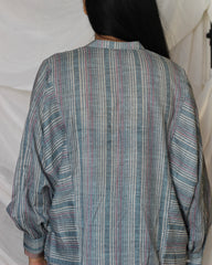 Loose fit: Cotton Linen multi coloured Stripes Shirt - indiefabstore