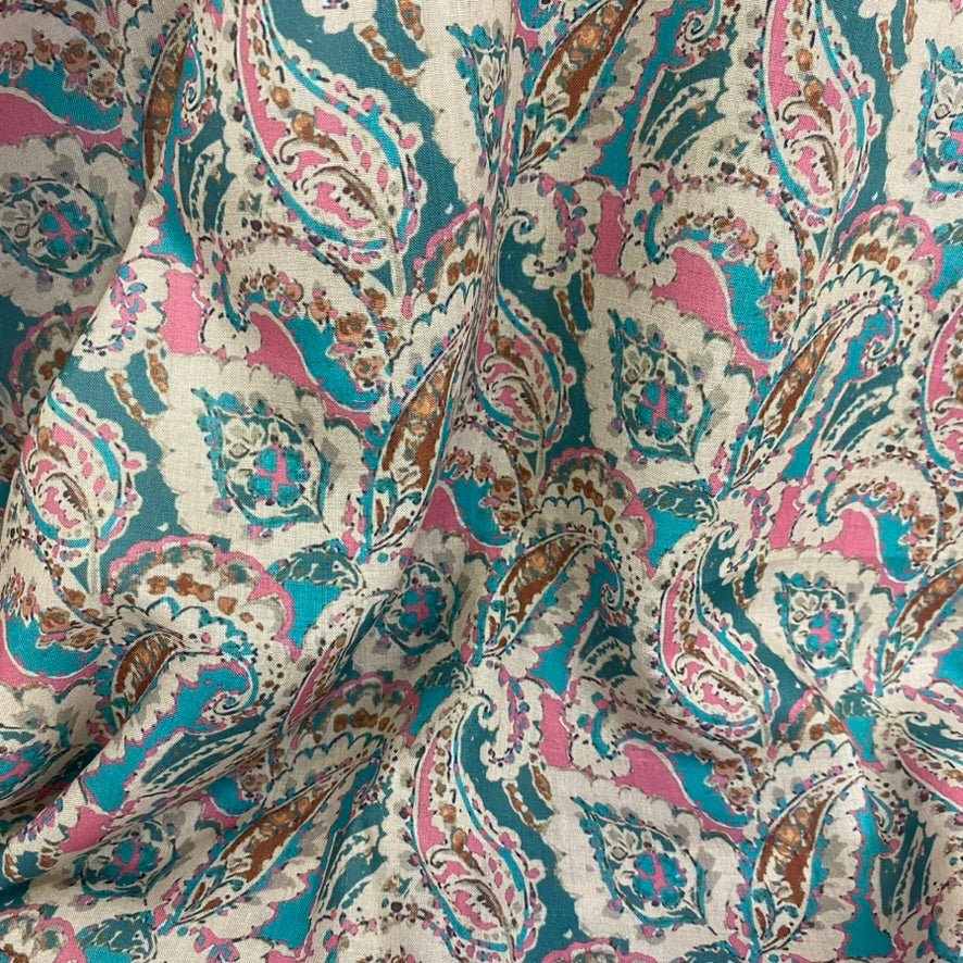 Mul cotton fabric with paisley print per meter - indiefabstore