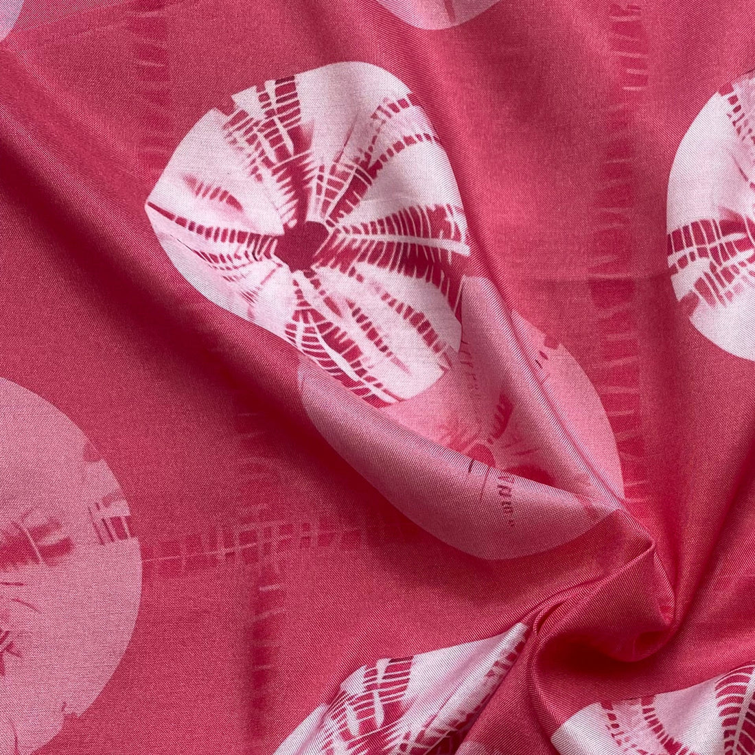 Pretty pink geometrical print on Pure muslin fabric per meter - indiefabstore