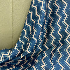 Zig Zag print Chanderi fabric per meter - indiefabstore